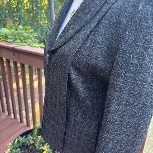 Vintage 1990s Harve Benard Blazer | Gray Zip Up Minimalist Workwear Size 8 - Picture 11 of 14